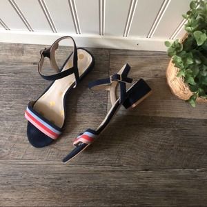 Boden | Zoe Navy Suede Striped Heeled Sandals